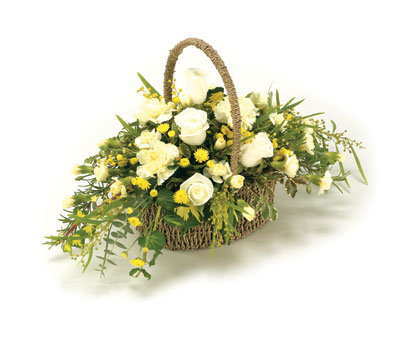 Funeral Basket   Yellow and White