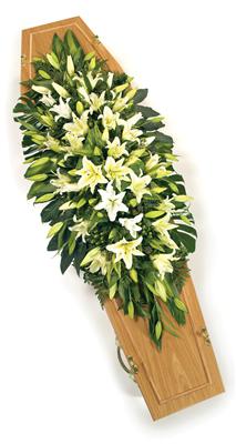 Lilies White and Green Coffin Spray